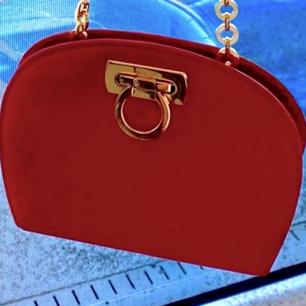 Salvatore Ferragamo Red Suede Crossbody Mini Clip Bag